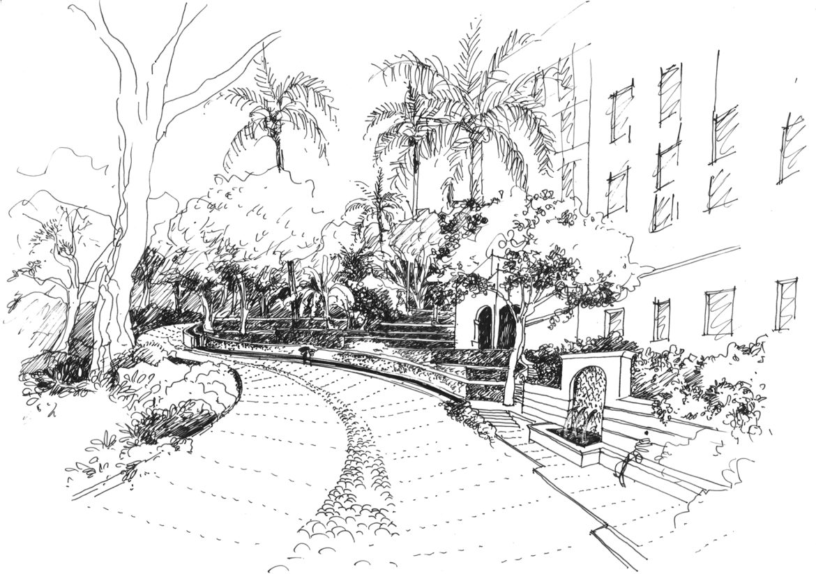 croquis-jardin-le-provencal-juan-les-pins-faragou